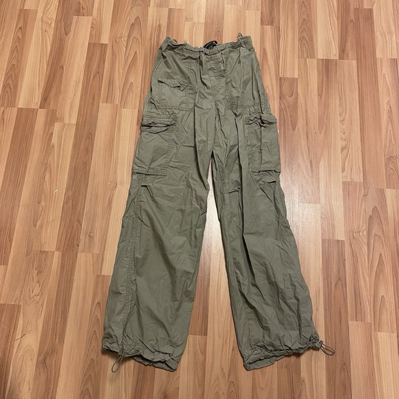 Aeropostale XS Baggy Parachute Pants Olive Green Y2K Baggy Streetwear Beach‎ - Picture 1 of 5